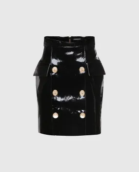 Balmain Gonna in pelle nera 144819