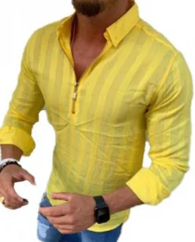 Camicia da uomo a maniche lunghe Camicie casual da lavoro Moda a righe Autunno W