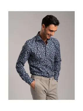 Camicia uomo fantasia stampa floreale in tessuto popeline