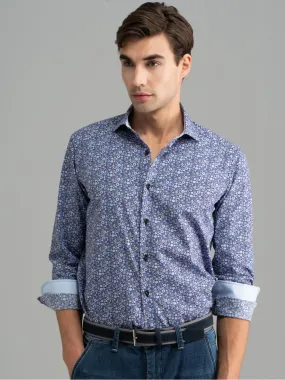 Camicia uomo stampa floreale collo semi francese