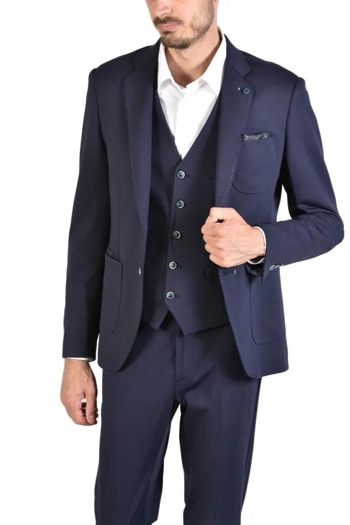 Giacca XAGON MAN Punto Milano Slim Fit Color BLU disponibile con pantalone e gilet in coordinato