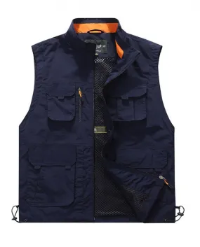 Gilet estivo in rete con molte tasche per uomo Primavera Autunno traspirante verde militare senza maniche giacca maschile multi