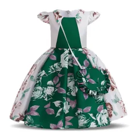 Invia borsa Fiore Vintage Ragazza Principessa Abito da festa Abbigliamento per bambini Modello Abbigliamento Costume per bambini