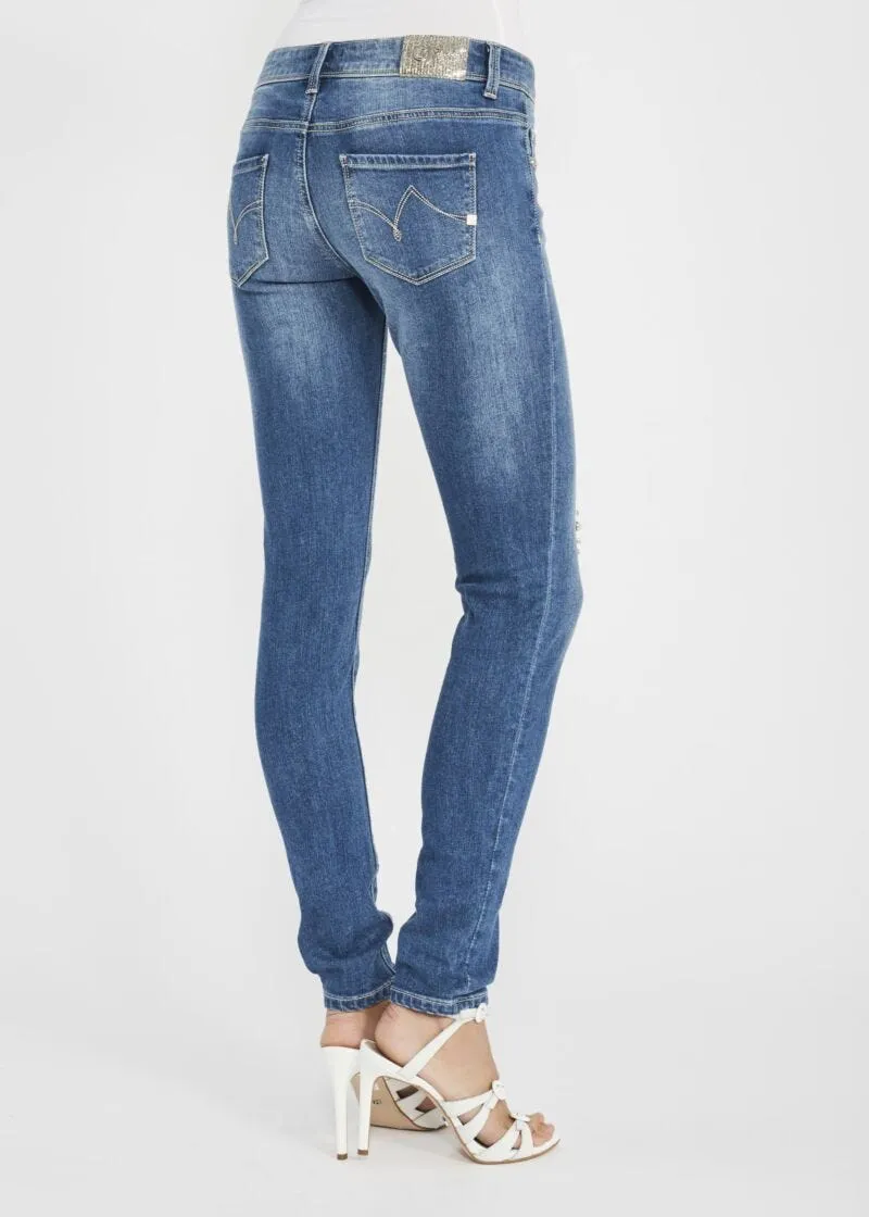 Jeans skinny con dettagli gioiello