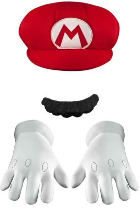 Kit Cappello Baffi e Guanti  Super Mario