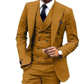 Nuovo Costume Homme Grigio Punta Risvolto Doppio Petto Gilet Uomo Vestito Slim Fit Business Formale Abbigliamento da sposo 3 Pez