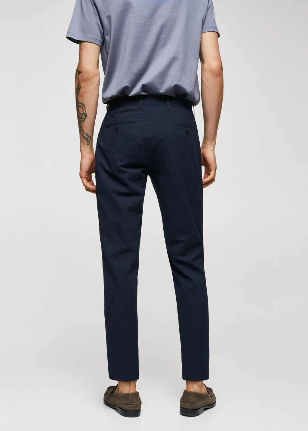 Pantaloni slim fit seersucker stretch