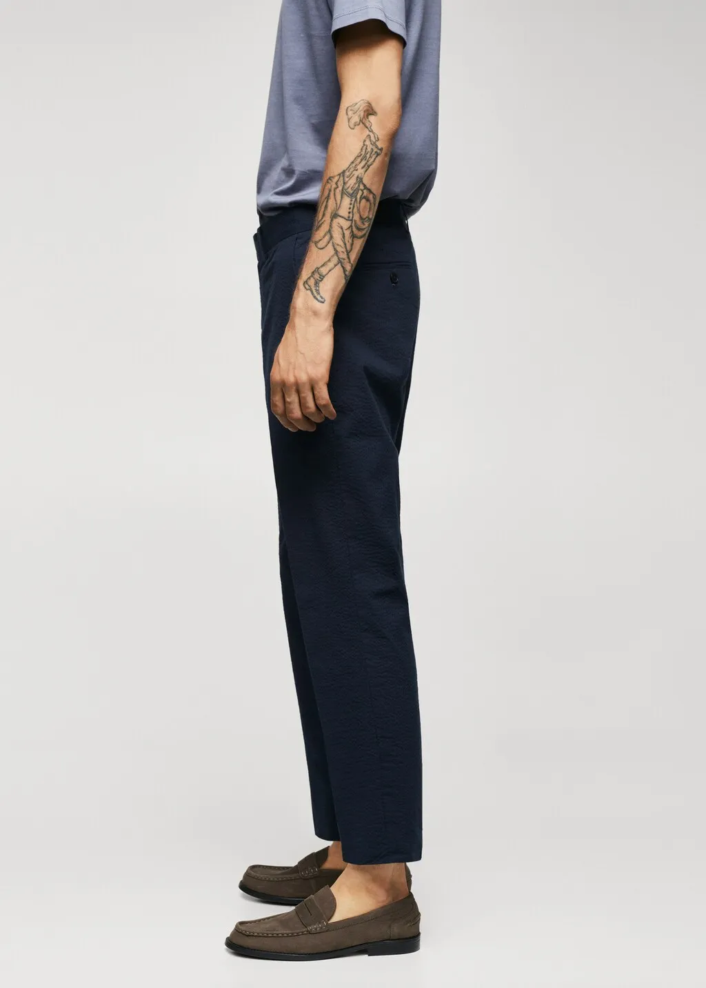 Pantaloni slim fit seersucker stretch