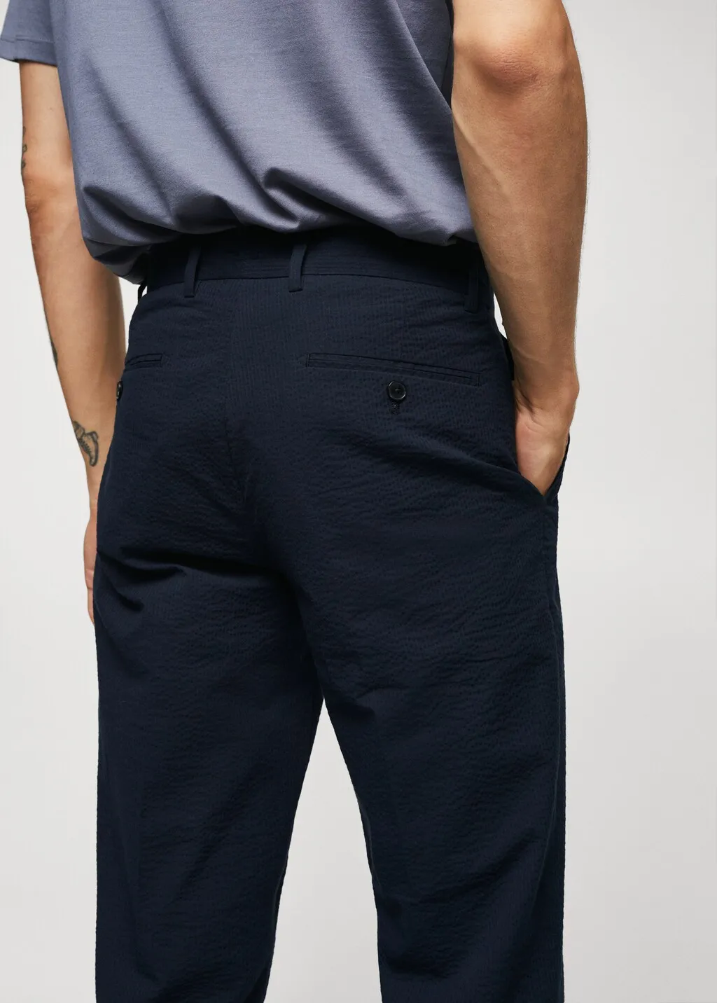 Pantaloni slim fit seersucker stretch