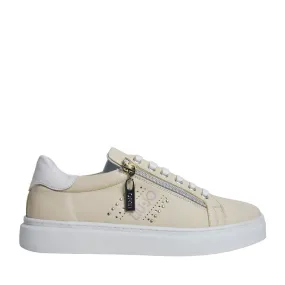 Scarpe LIU JO Iris 10 Sneakers in Pelle color Burro con Zip Laterale