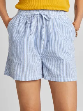 Shorts a righe in cotone - BLU