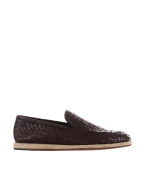 Slip on in pelle intrecciata con fondo in corda