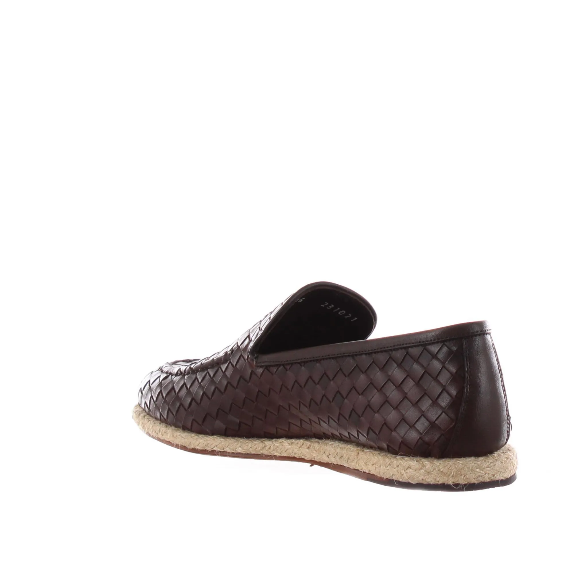 Slip on in pelle intrecciata con fondo in corda