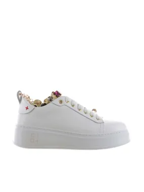 Sneaker in pelle con cavigliera gioiello